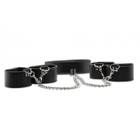 Чёрный двусторонний комплект для бандажа Reversible Collar / Wrist / Ankle Cuffs